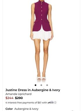 Revolve Amanda Uprichard Justine Dress in Aubergine & Ivory Small S
